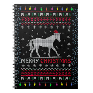 Merry Christmas Horse with Santa Hat Notebook