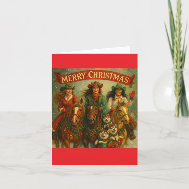 Merry Christmas Horses and Friends Card (Front)