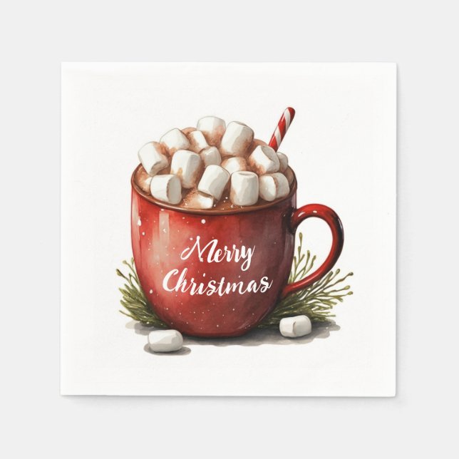 Merry Christmas Hot Chocolate Napkin (Front)