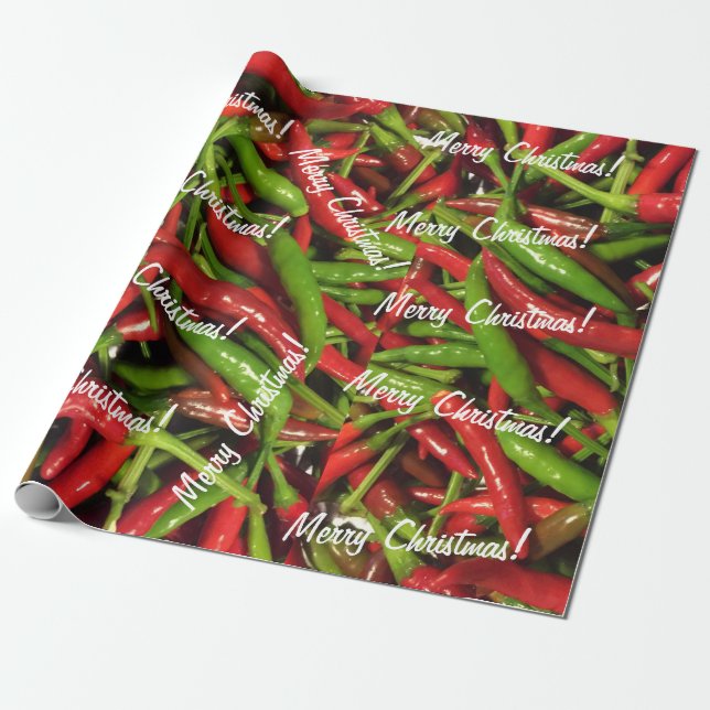 Merry Christmas! Hot Peppers Wrapping Wrapping Paper (Unrolled)