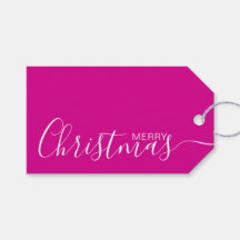 Merry Christmas Hot Pink White Minimalist
