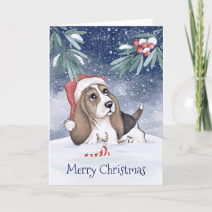 Merry Christmas Hound Dog  Holiday Card