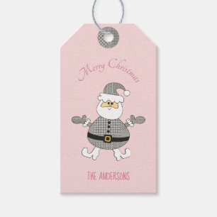 Merry Christmas Houndstooth Fashion Santa Gift Tags