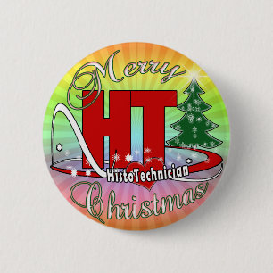 MERRY CHRISTMAS HT HISTOTECHNICIAN 6 CM ROUND BADGE