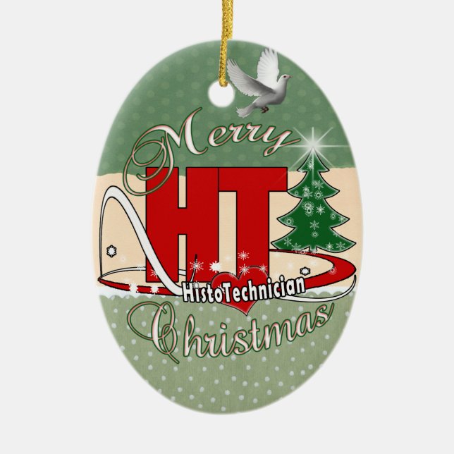 MERRY CHRISTMAS HT HISTOTECHNICIAN CERAMIC TREE DECORATION (Front)
