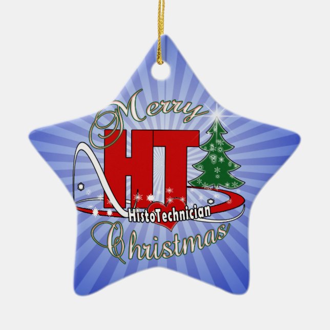 MERRY CHRISTMAS HT HISTOTECHNICIAN CERAMIC TREE DECORATION (Front)