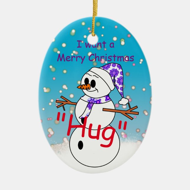 Merry Christmas Hug Ceramic Tree Decoration (Front)