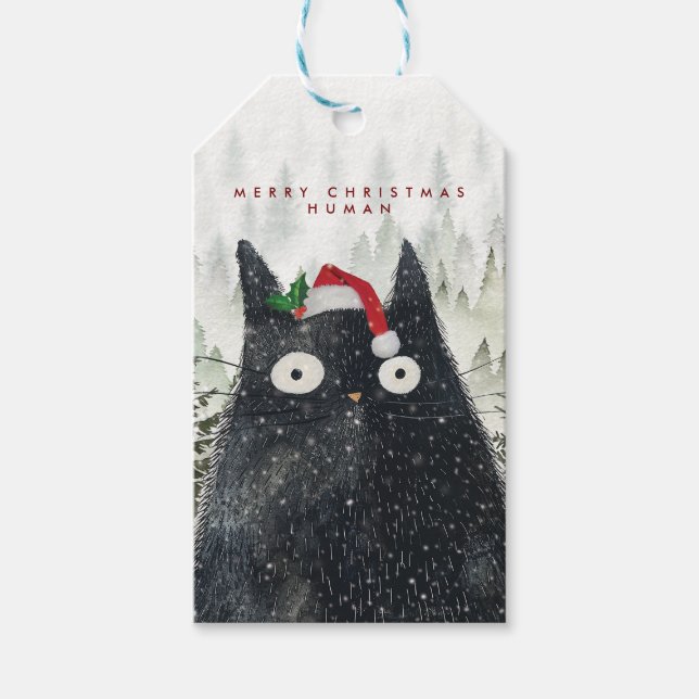 Merry Christmas human cat gift tags (Front)