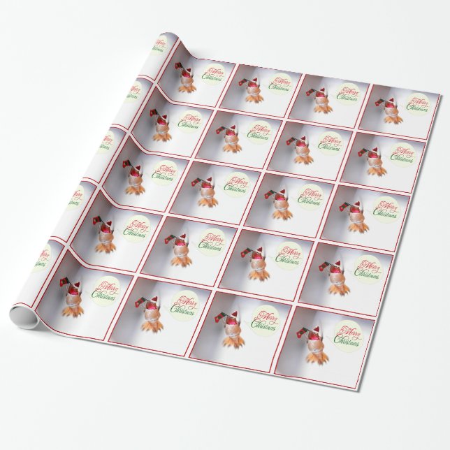 Merry Christmas Hummingbird Gift Wrap (Unrolled)
