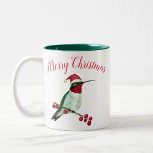 Merry Christmas Hummingbird  Two-Tone Coffee Mug