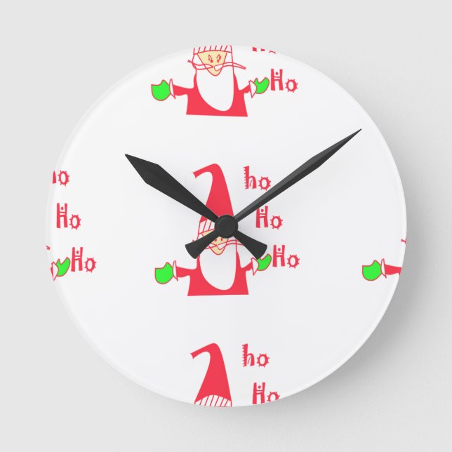 Merry Christmas Humorous Santa Mouse Unique FestiV Round Clock (Front)