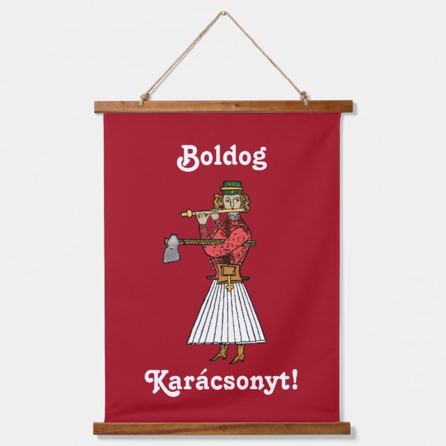 Merry Christmas Hungarian · Boldog Karácsonyt!  Hanging Tapestry (Front)