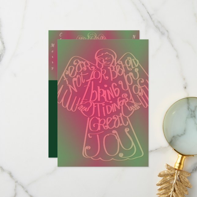"Merry Christmas" "I bring you tidings..."Angel Thank You Card (Front/Back In Situ)