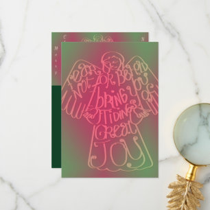 "Merry Christmas" "I bring you tidings..."Angel Thank You Card