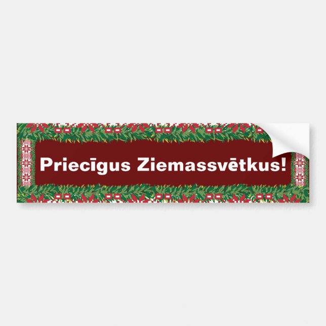 Merry Christmas I Priecīgus Ziemassvētkus Bumper Sticker (Front)