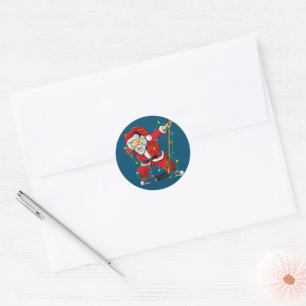 Merry Christmas Ice Hockey Dabbing Santa Claus  Classic Round Sticker