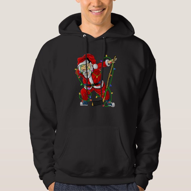 Merry Christmas Ice Hockey Dabbing Santa Claus Hoc Hoodie (Front)