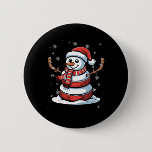 Merry Christmas Ice Hockey Snowman Holiday Sports 6 Cm Round Badge