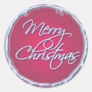 MERRY CHRISTMAS & ICICLES by SHARON SHARPE Classic Round Sticker