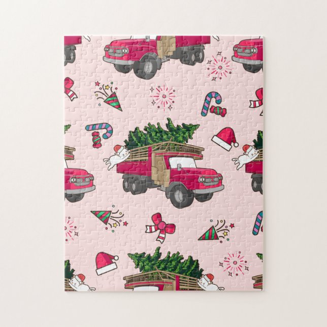 Merry Christmas Icon Pattern - Aesthetic Holiday  Jigsaw Puzzle (Vertical)