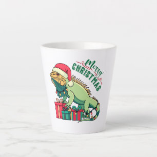 Merry Christmas Iguana Christmas Lights Presents Latte Mug