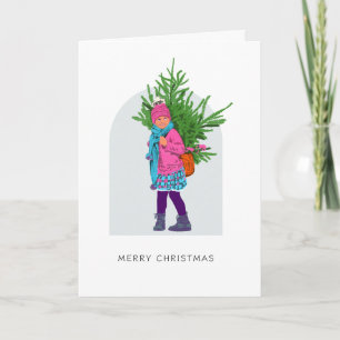 Merry Christmas - Illustrated Folded Card