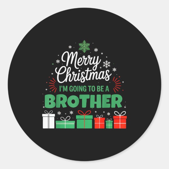 Merry Christmas I'm Going To Be An Brother Pregnan Classic Round Sticker (Front)