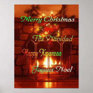 Merry Christmas, in 4 languages, poster