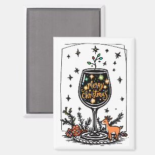 Merry Christmas in a Wine Glass  Magnet