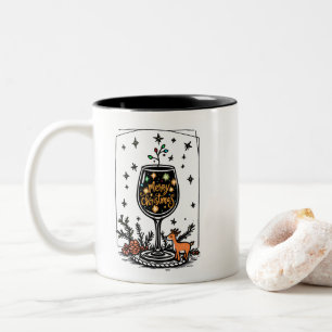 Merry Christmas in a Wine Glass  Two-Tone Coffee Mug