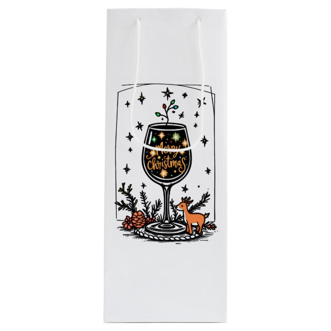 Merry Christmas in a Wine Glass  Wine Gift Bag (Front)