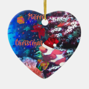 Merry Christmas in aquarium Ceramic Tree Decoration