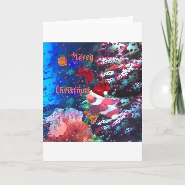 Merry Christmas in aquarium Holiday Card (Front)