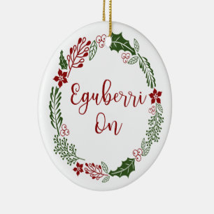 Merry Christmas in Basque Eguberri on Ceramic Tree Decoration