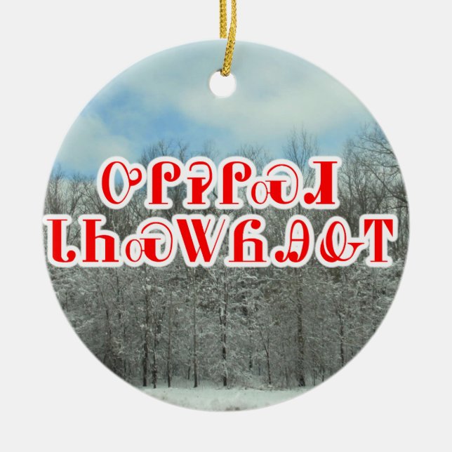 Merry Christmas in Cherokee Ceramic Tree Decoration (Front)