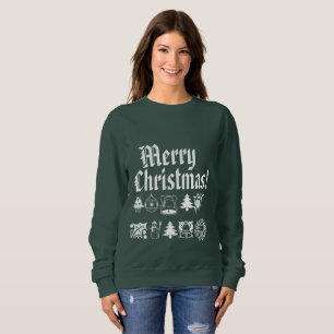 Merry Christmas in classic letters with pictures Sweatshirt