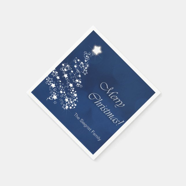 Merry Christmas in Dark Blue Napkin (Corner)