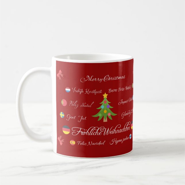 Merry Christmas in different languages! Coffee Mug (Left)