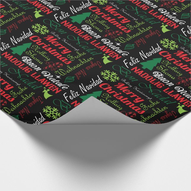Merry Christmas in Different Languages Gift Wrap (Corner)