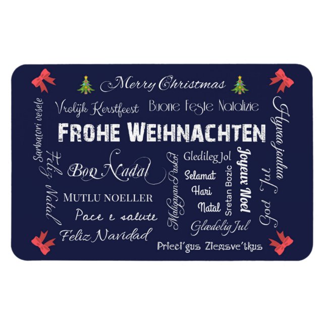 Merry Christmas in different languages! Magnet (Horizontal)