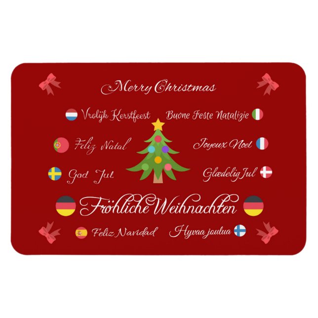 Merry Christmas in different languages! Magnet (Horizontal)