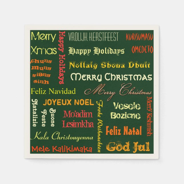 Merry Christmas in Different Languages Napkin (Front)