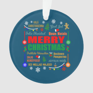 Merry Christmas In Different Languages Xmas Ornament