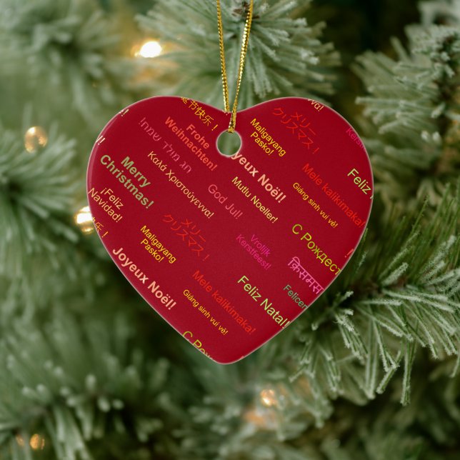 Merry Christmas in Different World Languages Ceramic Tree Decoration (Tree)