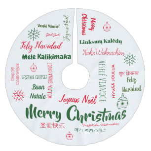 Merry Christmas in Every Language Tree skirt