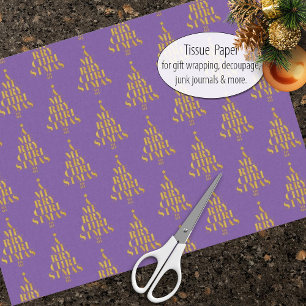 Merry Christmas in Faux Gold on Purple Typography Tissue Paper