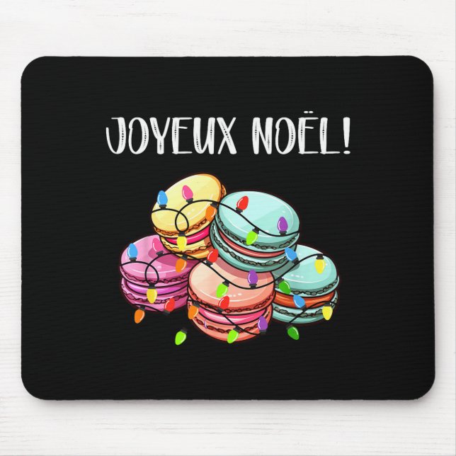 Merry Christmas In French _ Macarons Joyeux Noel  Mouse Mat (Front)