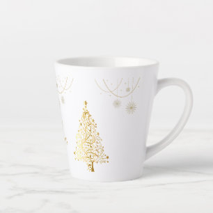 Merry Christmas in Gold  Latte Mug