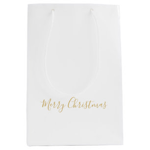 Merry Christmas in Gold, or Your Message Medium Gift Bag