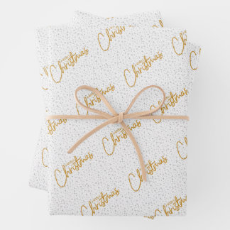 Merry Christmas in Gold Wrapping Paper Sheet